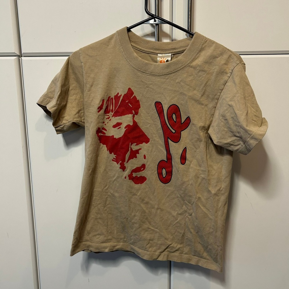 Vintage Cuba Graphic T-Shirt‎ Tan Khaki Red Art Print Short Sleeve Small